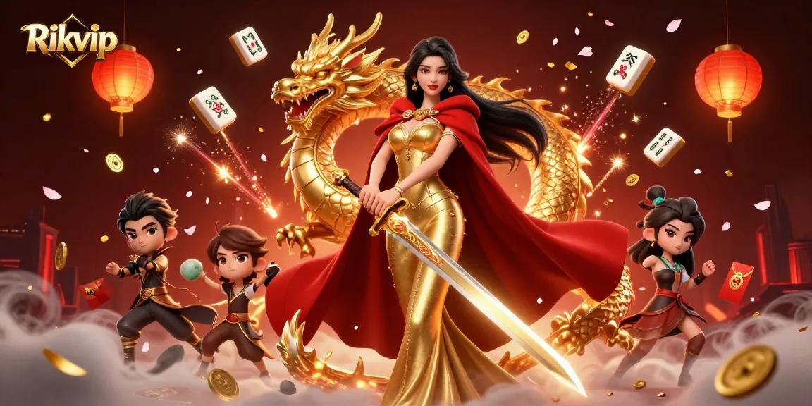 Experience the thrill of Rikvip with this vibrant casino-themed illustration showcasing gaming elements and energy.