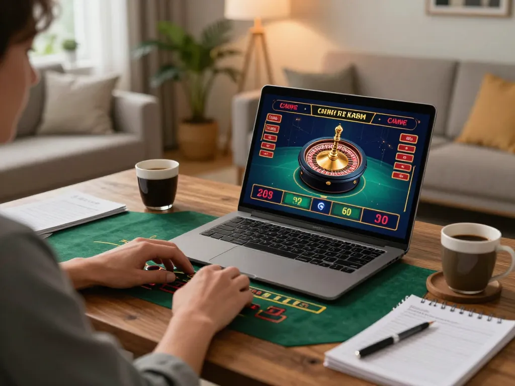 Engaging gameplay on vnloto platform with live dealer roulette in cozy home setting.