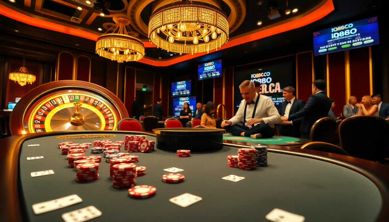 Engaged players at the iq88 co casino table enjoying a thrilling game of poker.