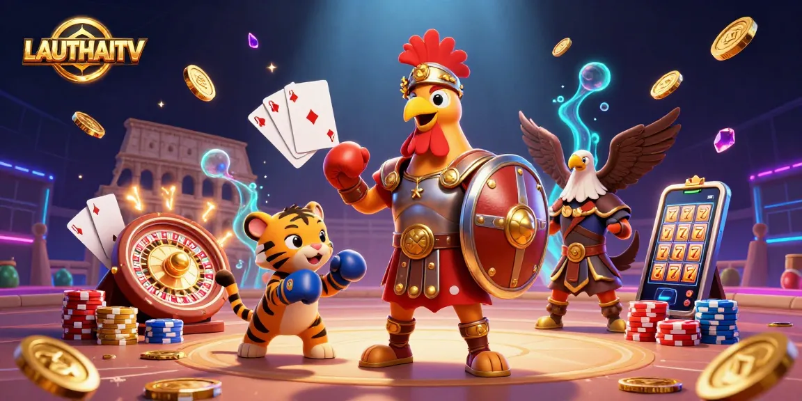 Engage with LAUTHAITV's thrilling 3D casino experience featuring vibrant characters and dynamic game elements.