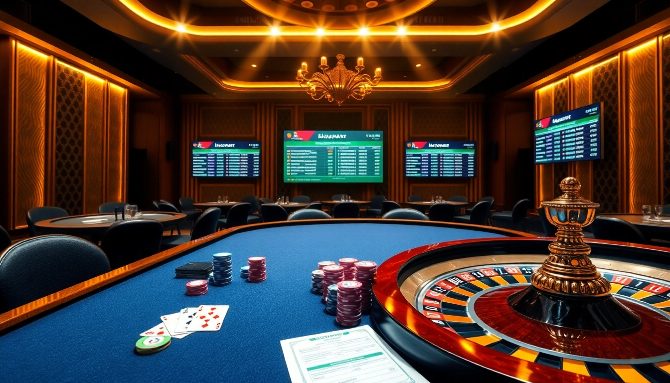 Experience high-stakes gambling at https://lu88.soccer/, featuring vibrant poker chips and an exciting roulette wheel.