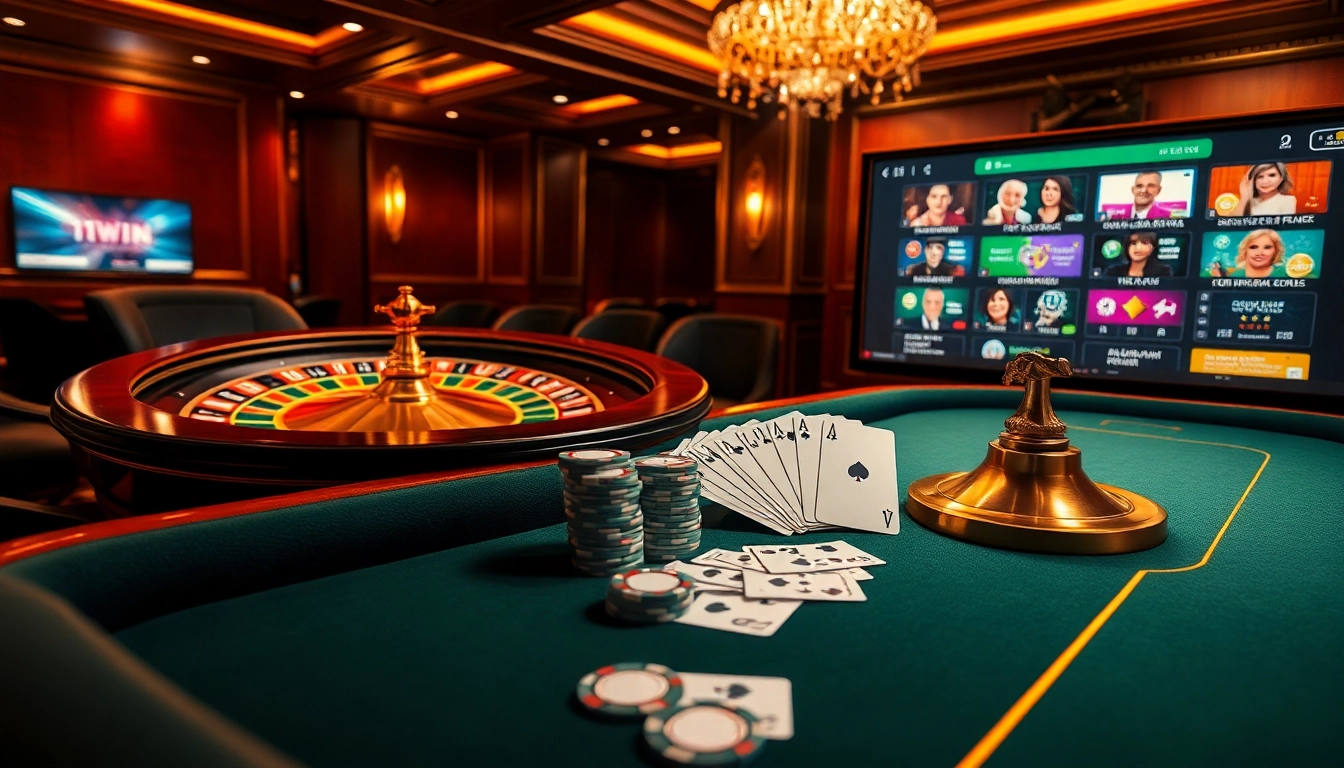 Experience the excitement of gambling at 11WIN with vibrant poker chips, a roulette wheel, and online gaming options.