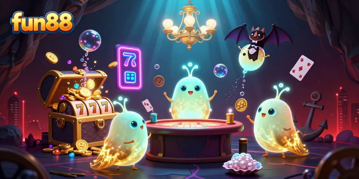 fun88 casino adventure with glowworms and a bat dealer lighting the game tables.