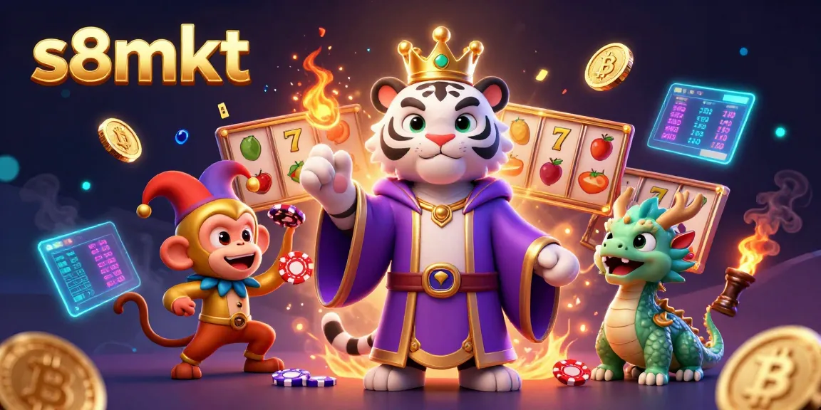 Experience thrilling online gaming at s8mkt with vibrant casino characters and dynamic slot elements.