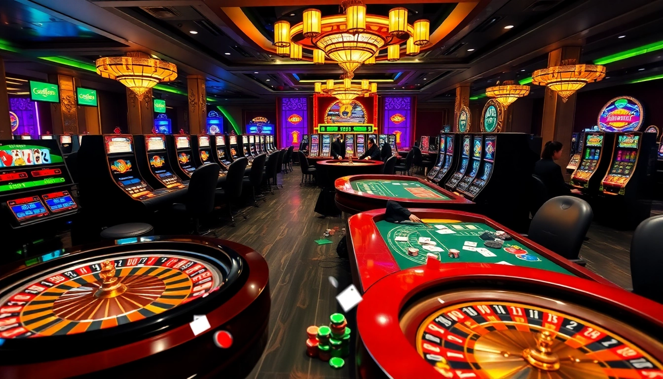 Online gaming excitement at Nhà cái OKATM with vibrant casino tables and professional dealers.